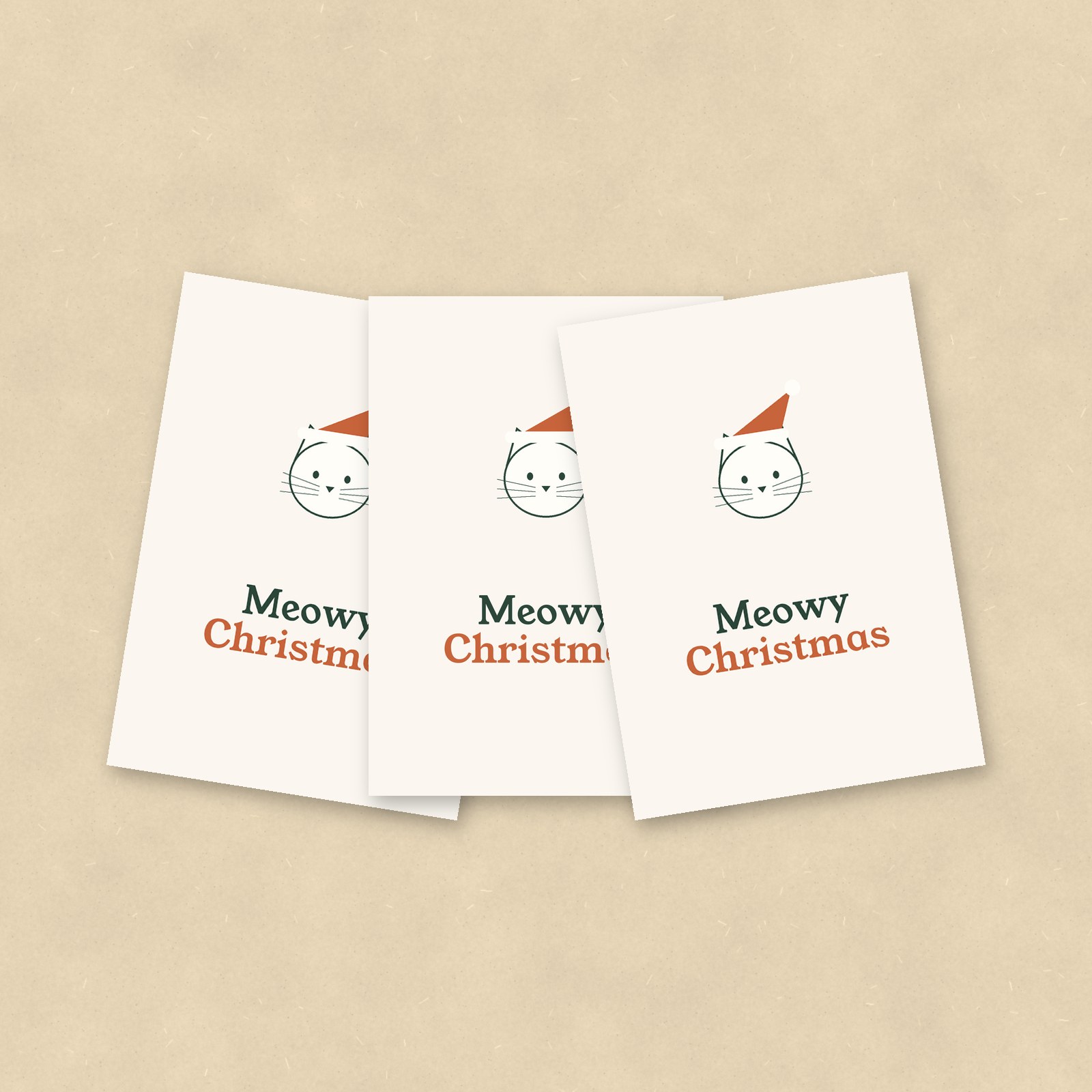 Christmas Cards, Meowy Christmas, Set of 10