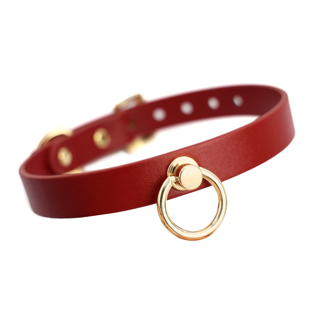 Leather Collar with Ring